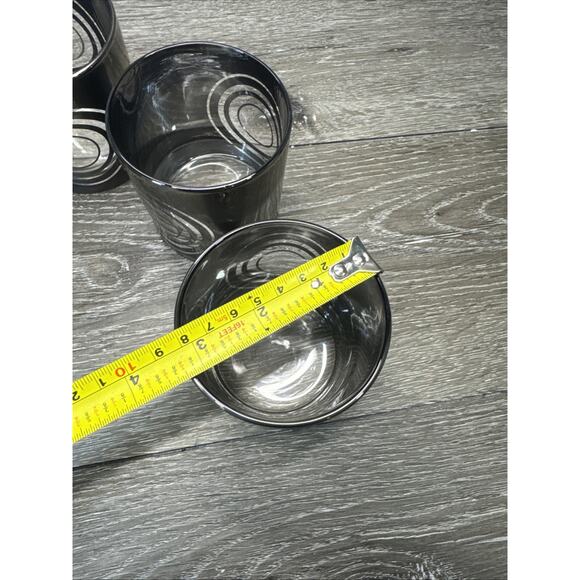 Vintage 1970's Silvered MOD Bullseye Old Fashioned Glasses- Set Of 6 - Picture 6 of 8